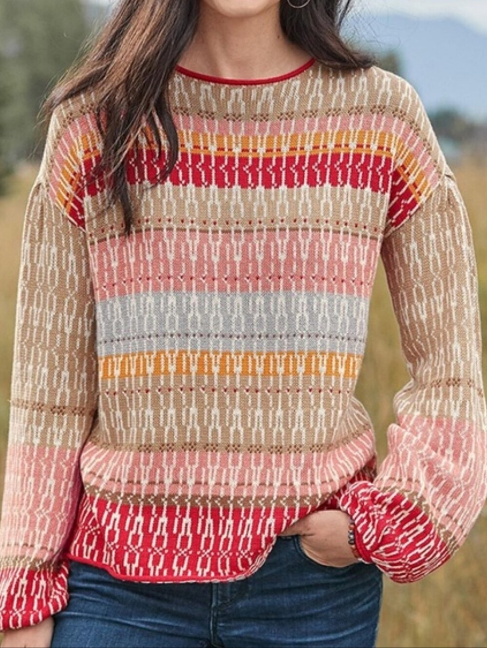 Sundance Colorful Stripe Linen Cotton Sweater XL